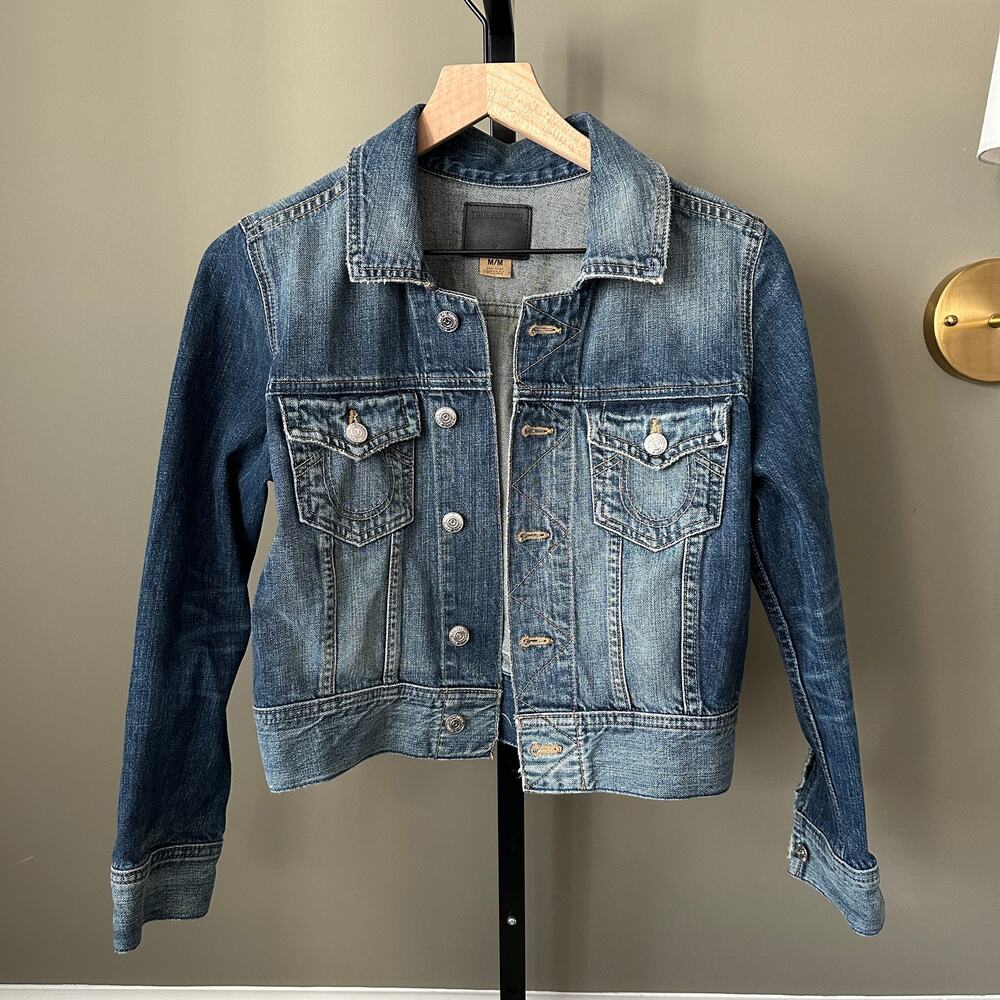 True Religion Dari Cropped Jean Jacket Medium - Picture 2 of 6
